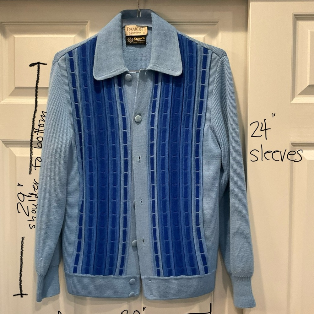 Vintage Light Blue Knit Cardigan by Damon
